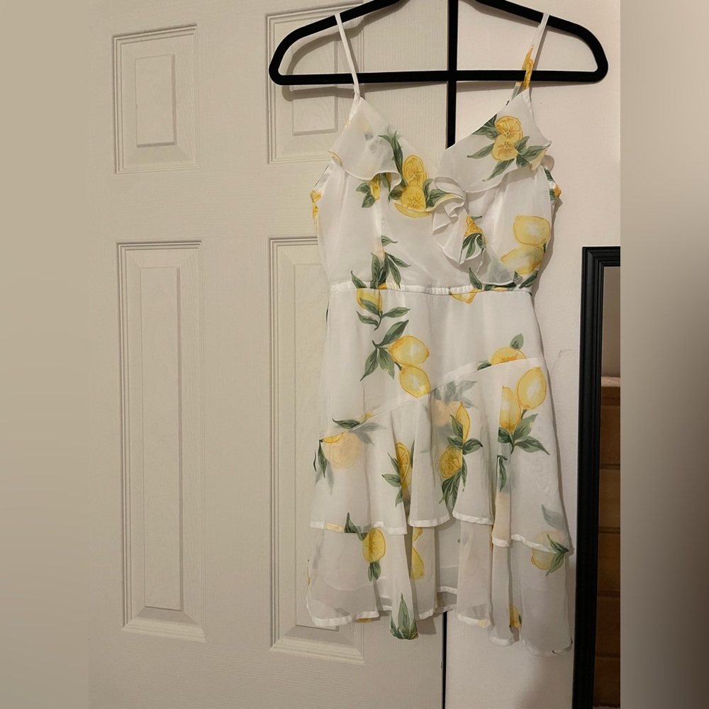 NWOT Japna Lemon Print Ruffle Mini Dress
